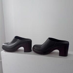Vince Leather Platform Mule Clogs